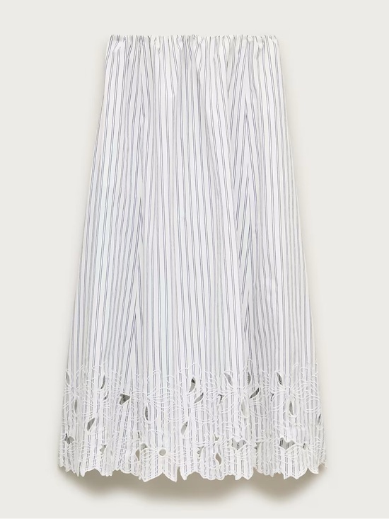 J. Crew Dresses & Skirts - JCrew Embroidered pull-on midi skirt in striped cotton poplin 10